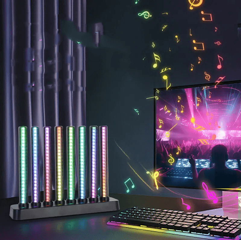 Striped RGB desktop ambient light, colorful ABS music rhythm e-sports bedroom desktop ambient light