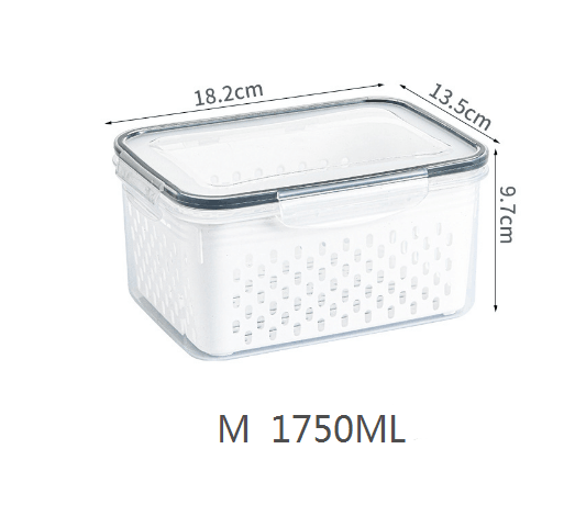 Kitchen food sealed preservation box fruit and vegetable drainage plastic storage box with lid