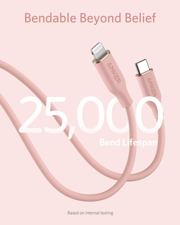 Anker <b>641</b> USB-C to Lightning Cable (Flow, 3 ft Silicone)