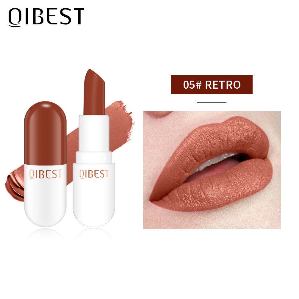 QIBEST Mini Capsule Lipstick Velvet Matte Lipstick Long Lasting Waterproof Pill Lipstick