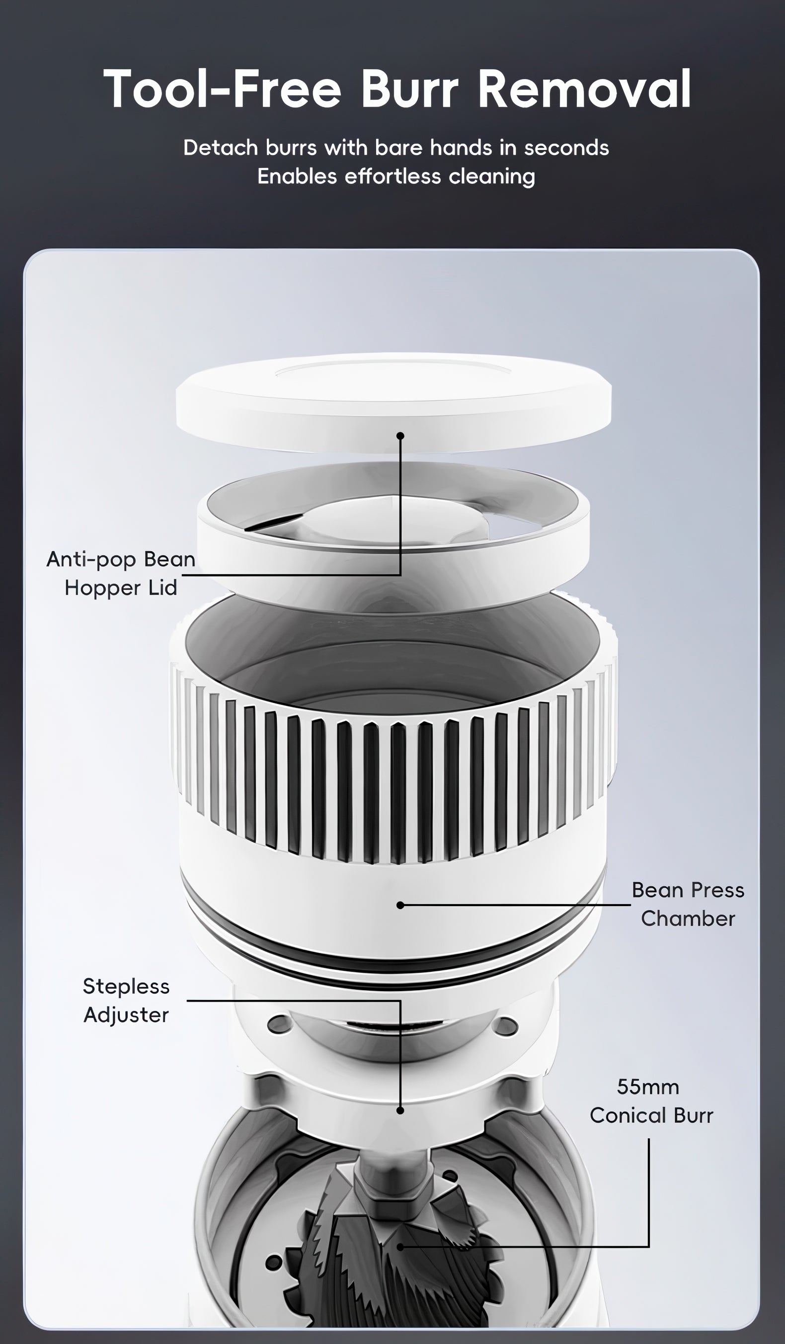 STARSEEKER E55Pro Electric Coffee Grinder — 55mm Titanium Burr