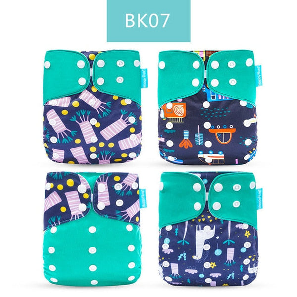 Happy Flute Cloth Diapers for Children Adjustable Wet/Dry Bag Waterproof Babies Diapers Ecological Backpack Reusable 4 pcs/set