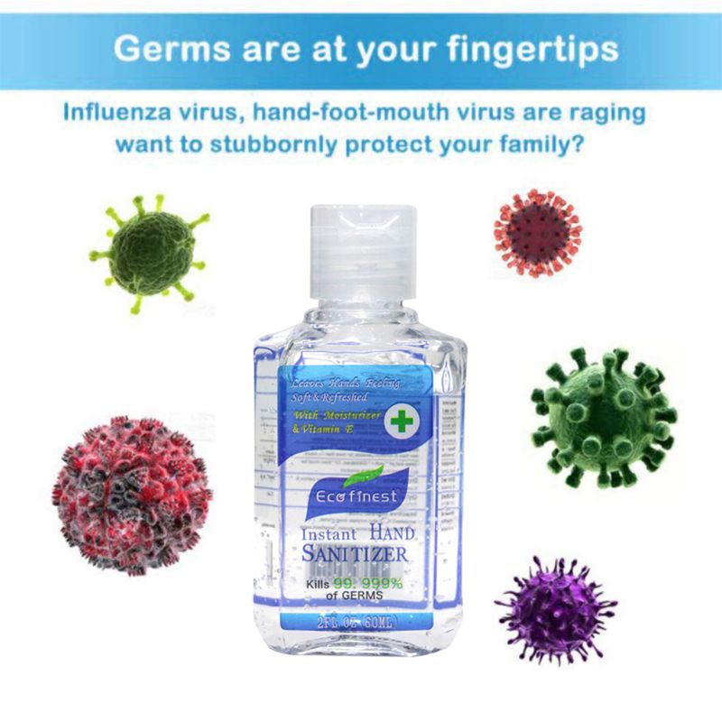 Hand Sanitizer Gel,Kills 99.99% Germs,Long-lasting Anti-Bacterial Quick Drying Liquid Hand Soap,No Water Required 60ML