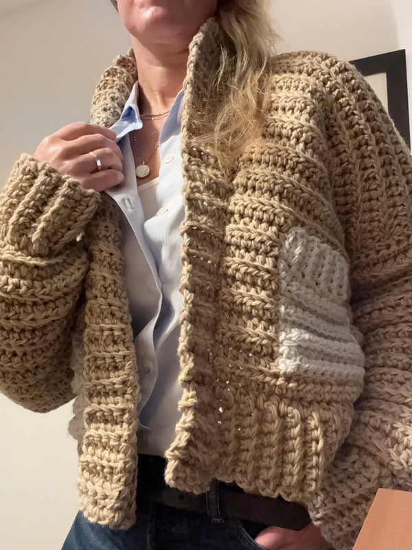 The Resolution Cardigan- Brown & Blue Tiny Fire