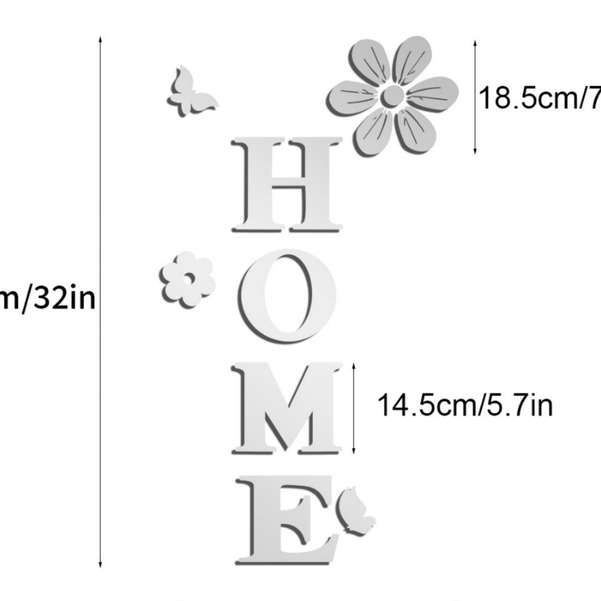 Acrylic mirror wall stickers flowers home decoration letters soft mirror self-adhesive wall stickers