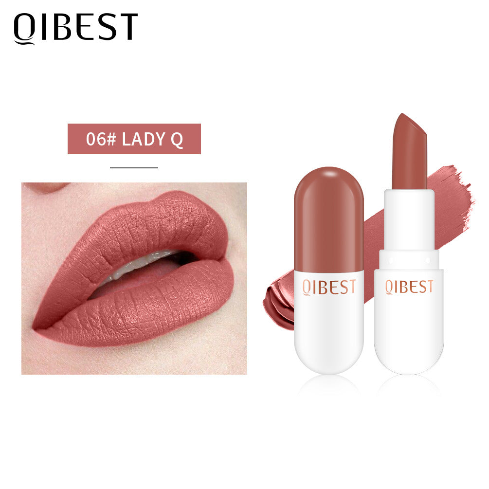 QIBEST Mini Capsule Lipstick Velvet Matte Lipstick Long Lasting Waterproof Pill Lipstick