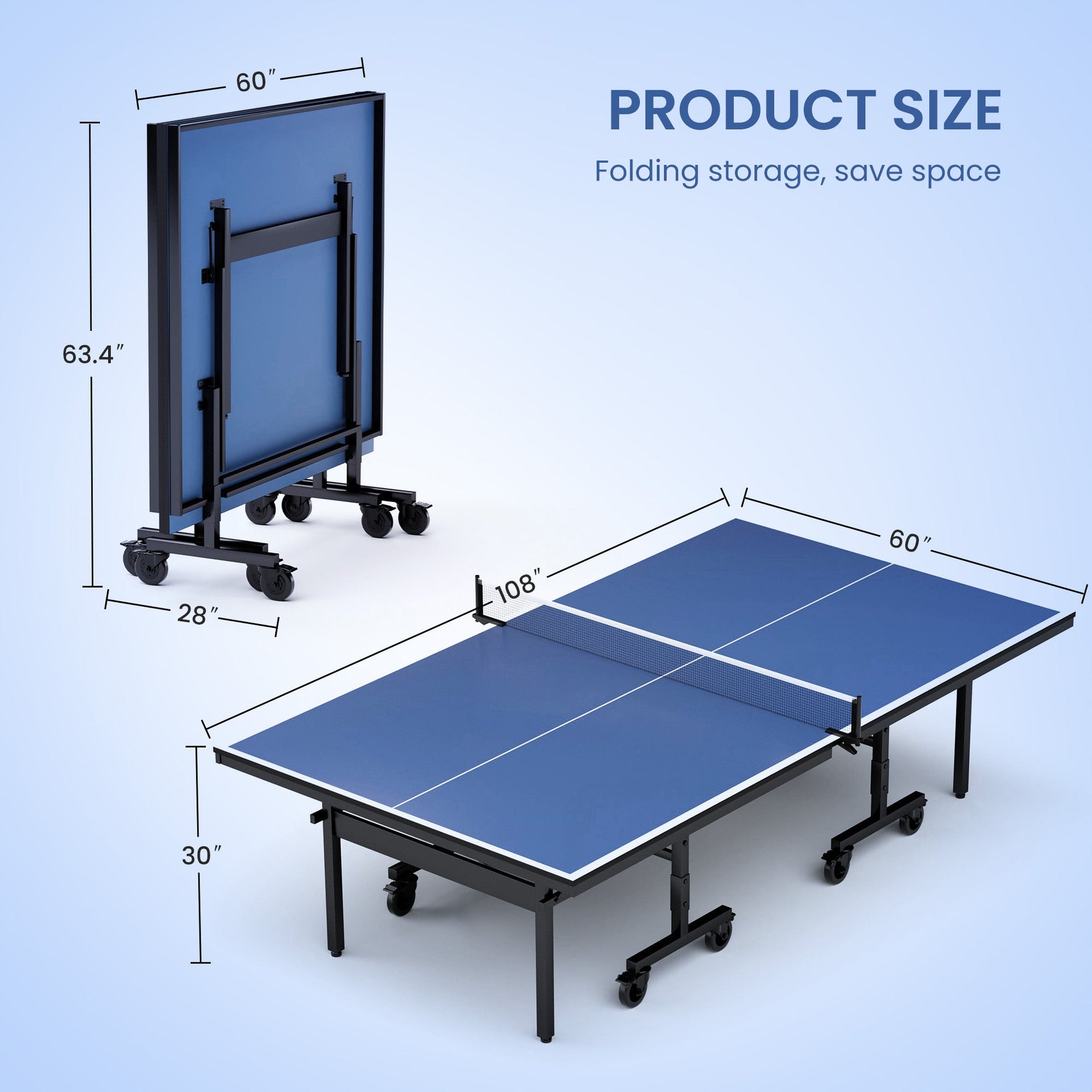 Table tennis 15mm professional MDF indoor table with table tennis net and racket 108 