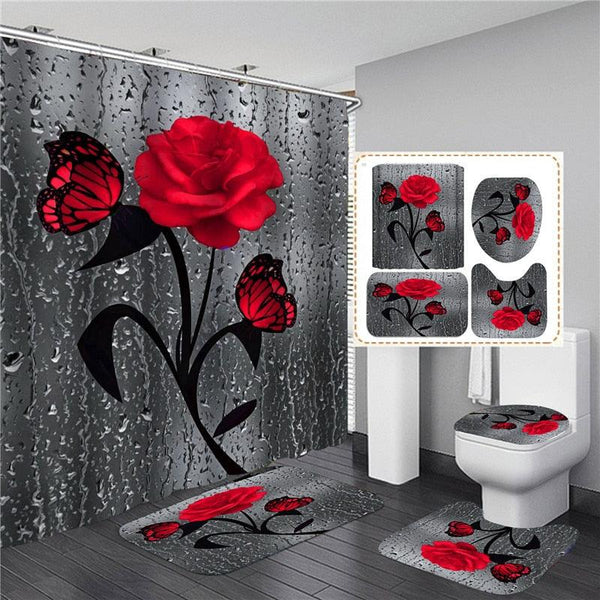 Hot HD Digital Printing Polyester Waterproof Polyester Flower Bathroom Hotel Shower Curtain