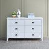 SAFARI 6-drawer main dressing table with interlocking drawer function, easy to assemble, classic white color - Off White + Particle Board+MDF + Particle Board