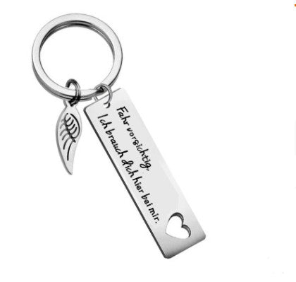 German drive well Fahr vorsichtig lch.. stainless steel keychain Valentine's Day gift