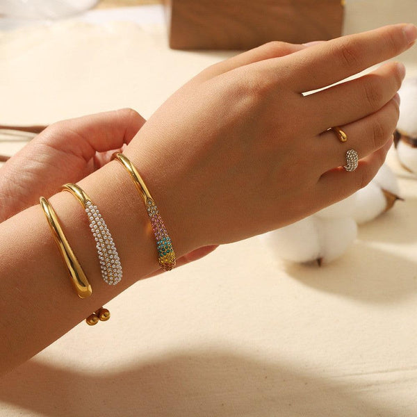 Colorful zirconium full diamond high-end fashion stainless steel casting bracelet bracelet bracelet accessories