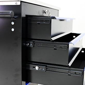 5 DRAWERS MULTIFUNCTIONAL TOOL CART WITH WHEELS-BLACK+BLUE