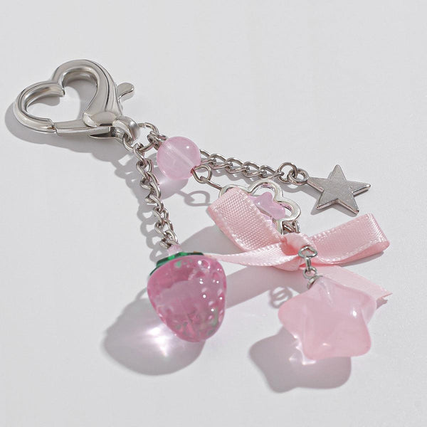 Small Fresh Bow Special Secret Chain Keychain Pentagram Alloy Glass Bead Pendant
