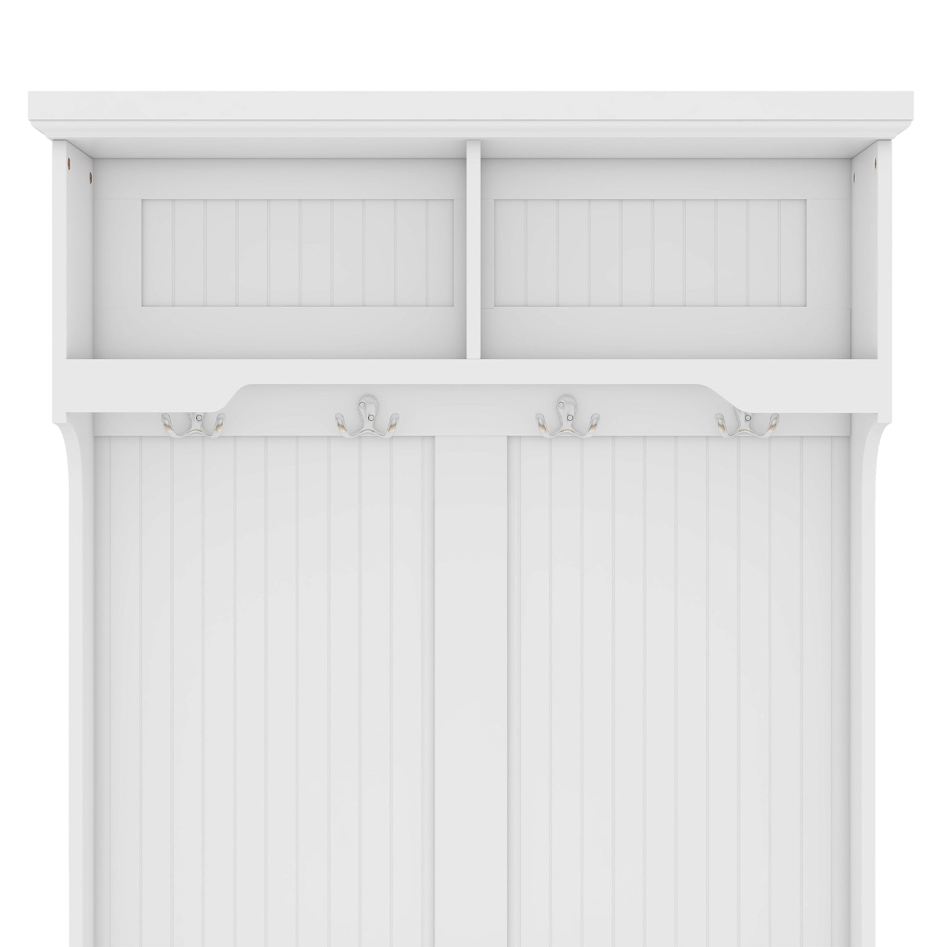 Hall Tree with Storage Shoe Bench for Entryway and Hallway, 4-in-1 Design Coat Racks with 4 Hooks for Living Room, White