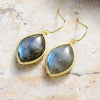 Copper Stone Teardrop Earrings - Black / One Size