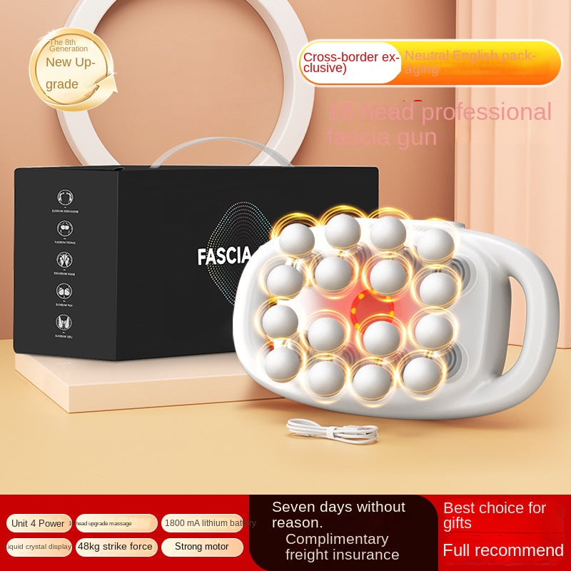 Cross-border Exclusive 16-Head Muscle Gun Multi-Head Strong Power Deep Tissue Massage English Version