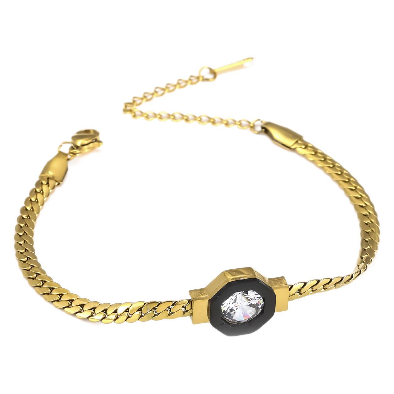 Zircon 18K Bracelet Necklace Zircon Geometry Fashion Simple Titanium Steel Bracelet