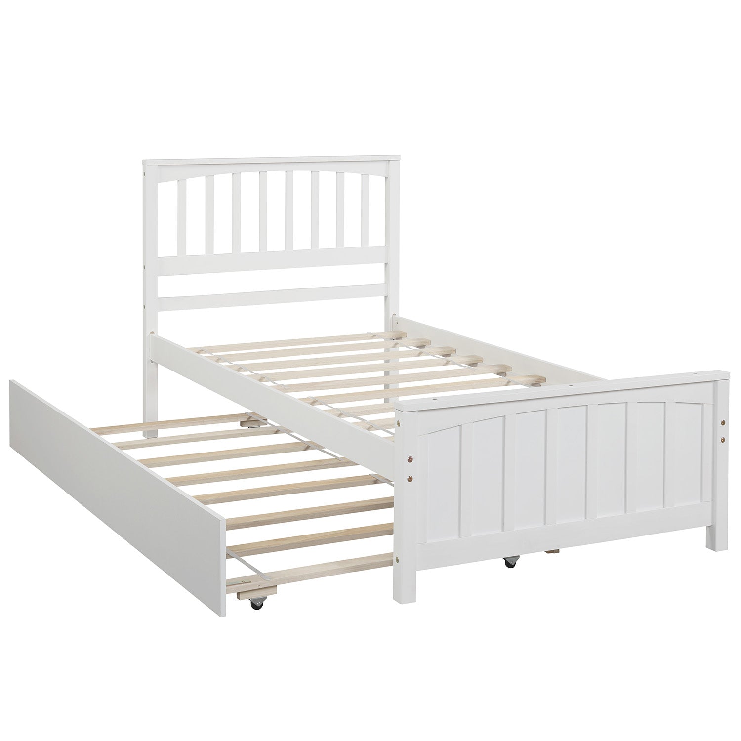 Twin size Platform Bed with Trundle White V.I.P Digital Presence