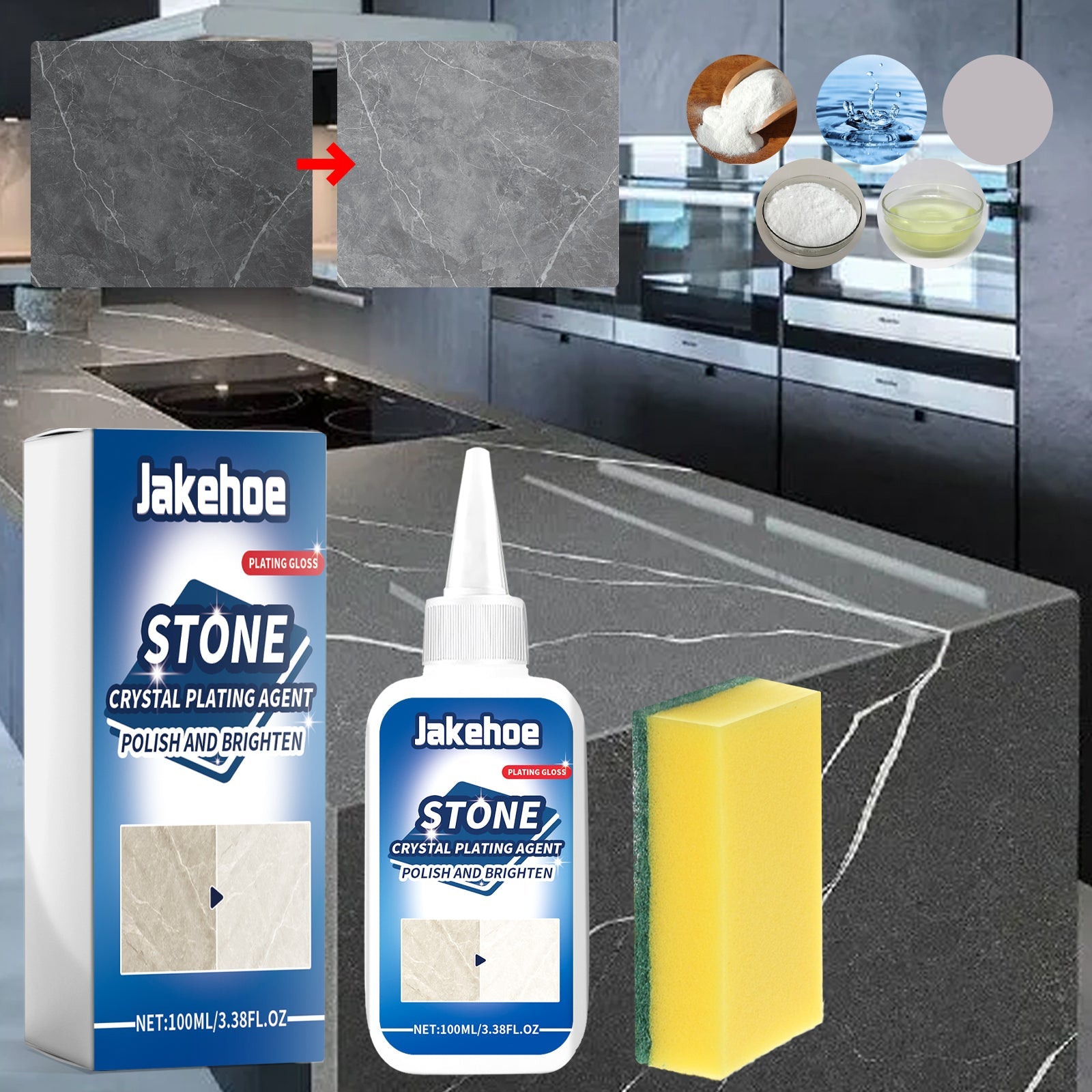 Stone Crystal Plating Agent, Kitchen Tile Marble Surface Rejuvenation Repair Brightening Maintenance Cleaning Agent