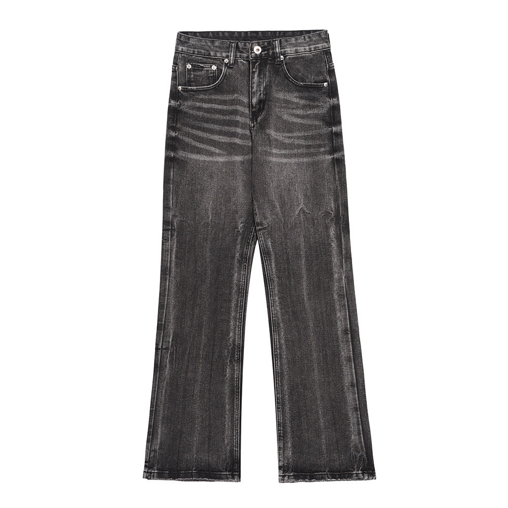 Washed Distressed Wide-Leg Jeans Men's European and American Punk INS Personalized Loose Hole Frayed Flare Pants