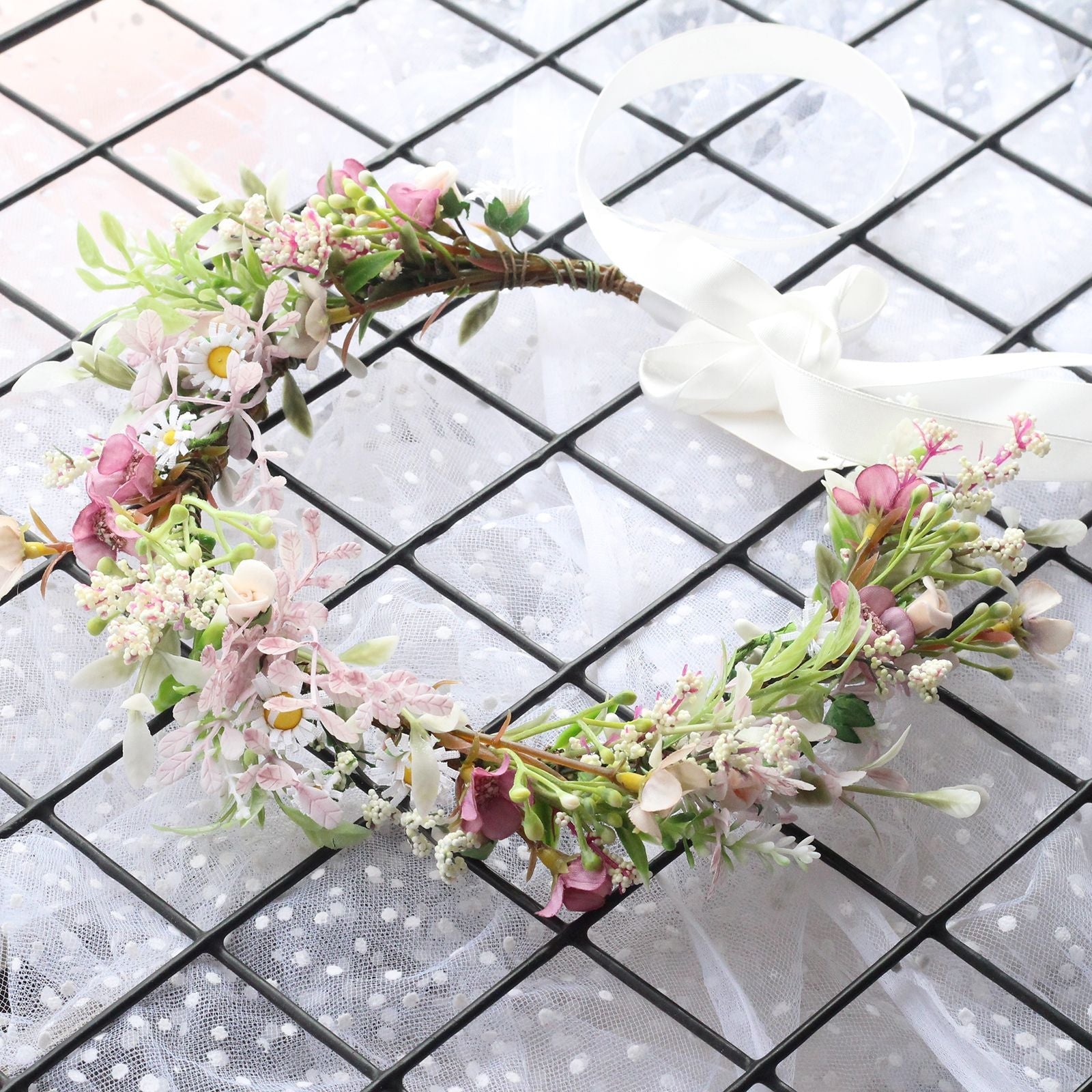 Bridal Flower Wreath Headpiece Original Simulation Starry Sky Water Grass Flower Crown Birthday Wedding Headflower Wreath