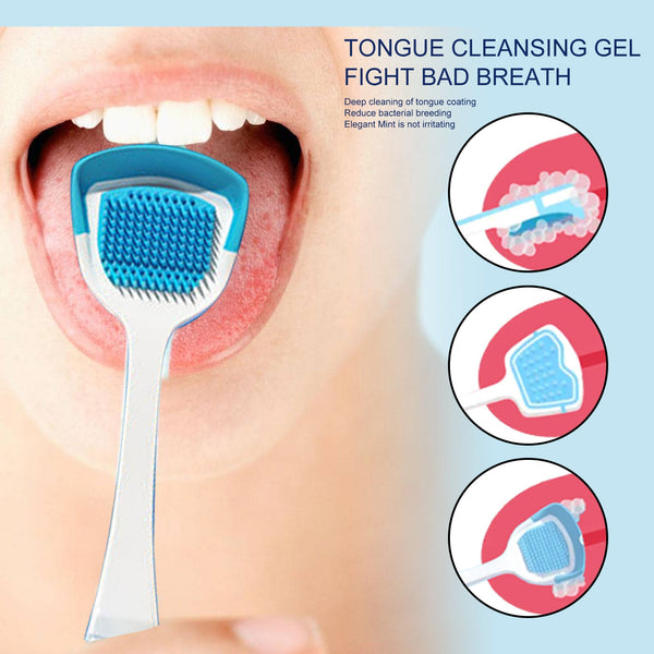 Tongue Coating Cleansing Gel, Tongue Coating Cleansing Oral Care Removes Bad Breath And Freshens Breath Gel With Brush