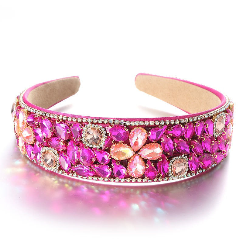 Fashionable diamond inlaid four leaf clover Baroque retro full inlaid rhinestone sponge headband