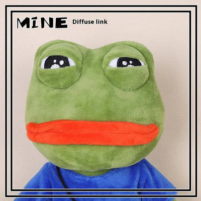 Original New Sad Frog Doll Plush Toy Juvenile Version Shoulder Bag Pepe Funny Green Frog Big Mouth Smiling Frog Boys Gifts