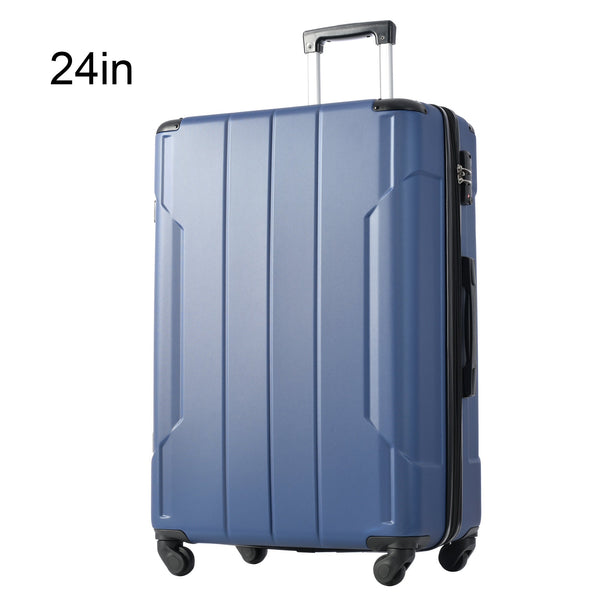 Hardshell Luggage Spinner Suitcase with TSA Lock Lightweight Expandable 24'' (Single Luggage) Blue + ABS + 24 Inch