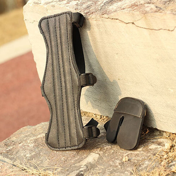 Bow and Arrow Equipment Arm Guard Finger Guard Set Retro Traditional Outdoor Sports Protective Gear Archery Accessories
