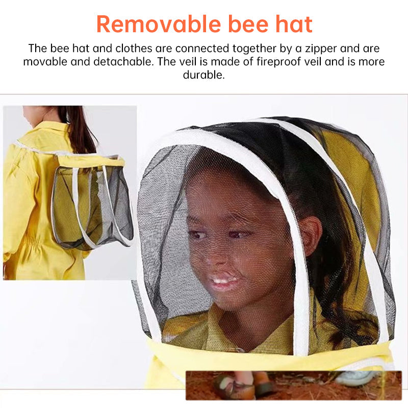 A set of children's beekeeper suits (breathable type), beekeeping equipment, and gloves.