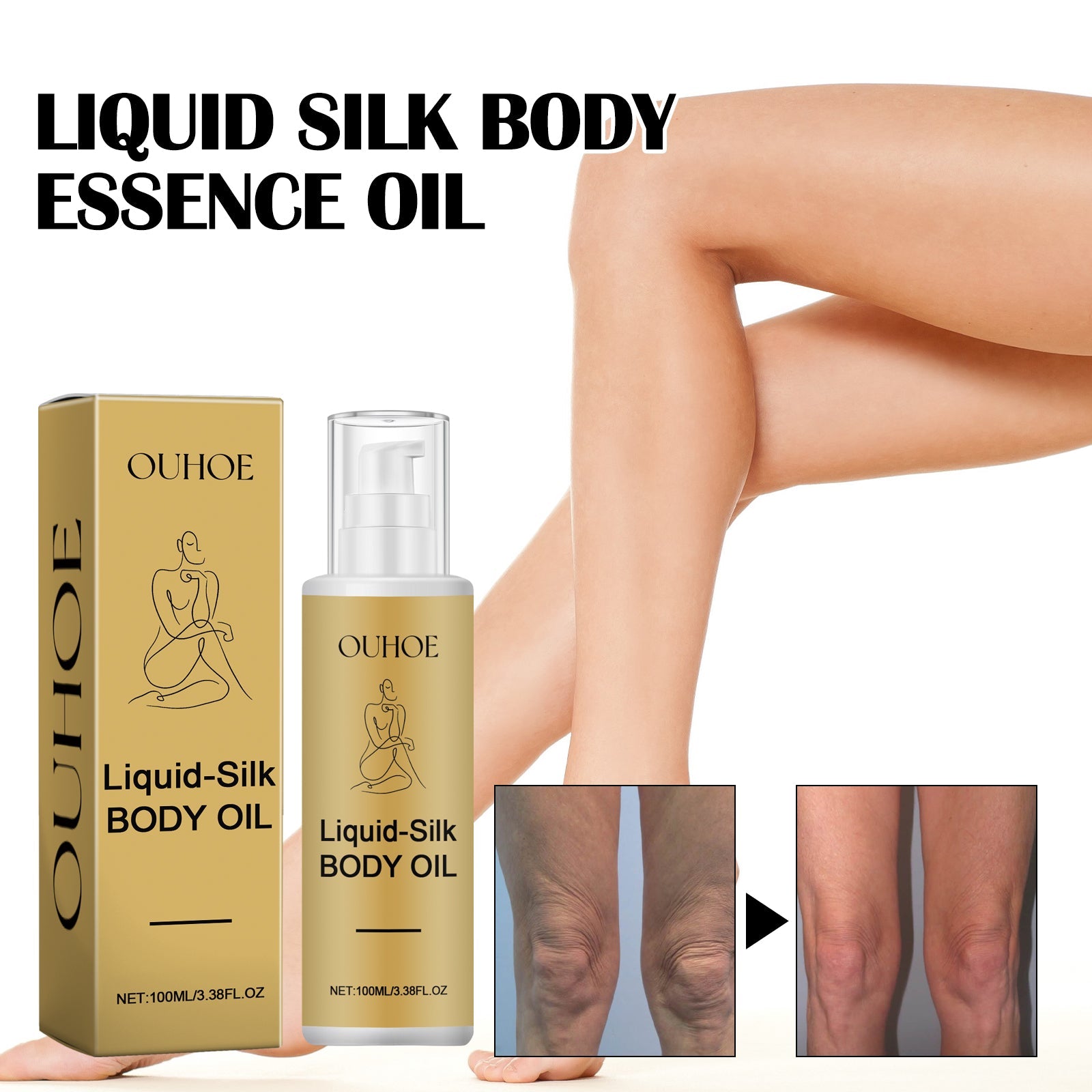 Liquid Silk Body Essence Oil, Anti-Wrinkle Hydrating Repair Chicken Skin Firming Beauty Body Care Oil