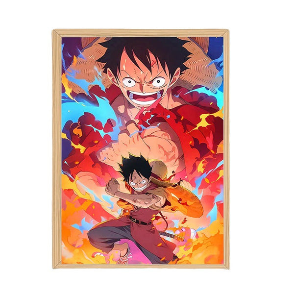 One Piece Creative Photo Frame Night Light Toy Anime Character Luffy Zoro Night Light Bedside Decoration Painting Christmas Gift