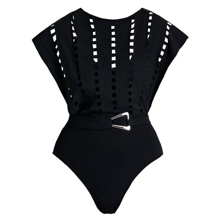 V-neck hollow sexy one-piece swimsuit women's set