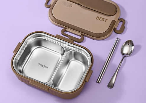 Classic fashion 304 stainless steel large capacity compartment insulation lunch box lunch box