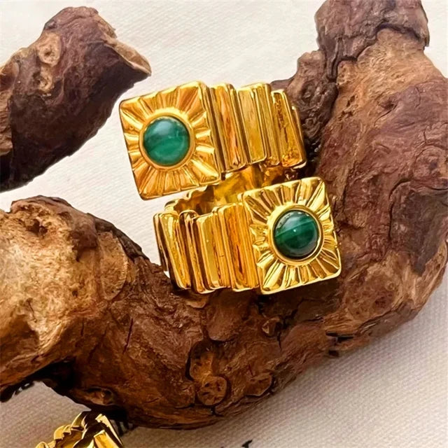 Retro Metal Stud Earrings Geometric Irregular for Women Brass Jewelry Light Luxury Europe And America