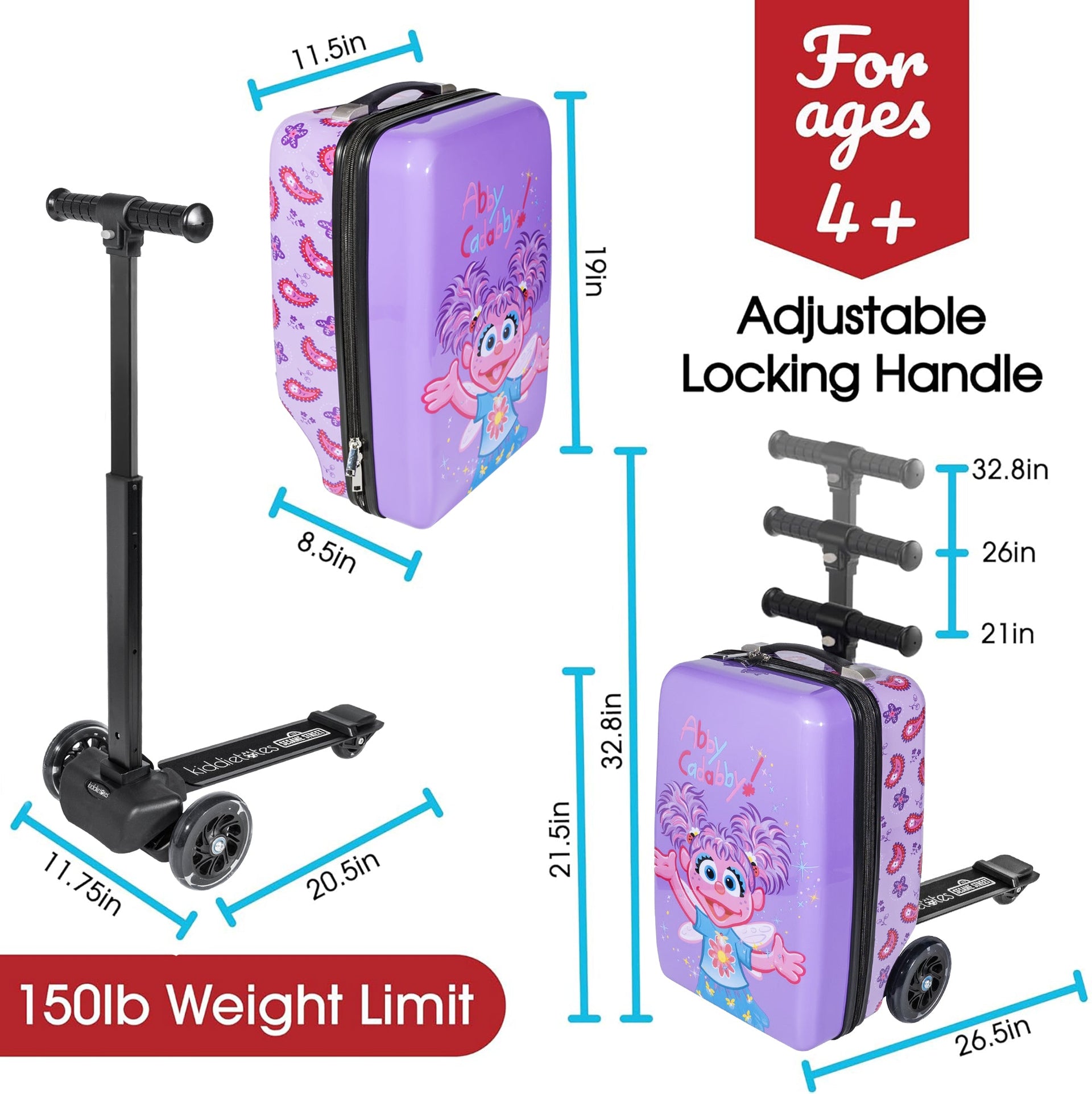 Abby Cadabby 4-in-1 Detachable Scooter Luggage
