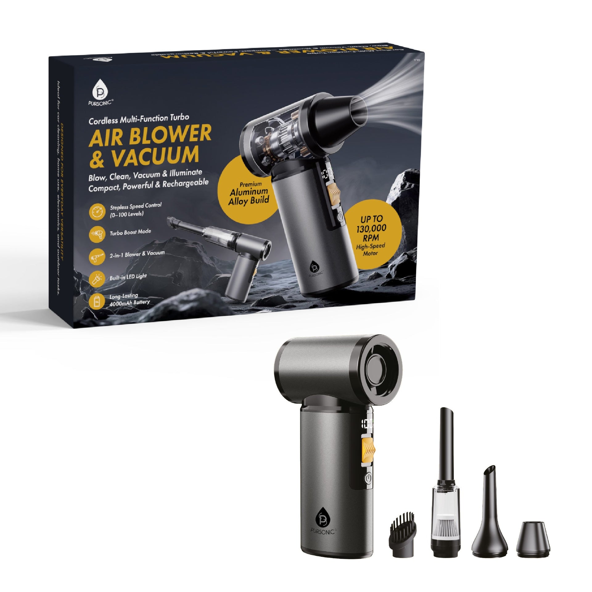 Ultimate Cleaning Bundle: 3-in-1 Turbo Air Duster & Cordless Handheld Vacuum