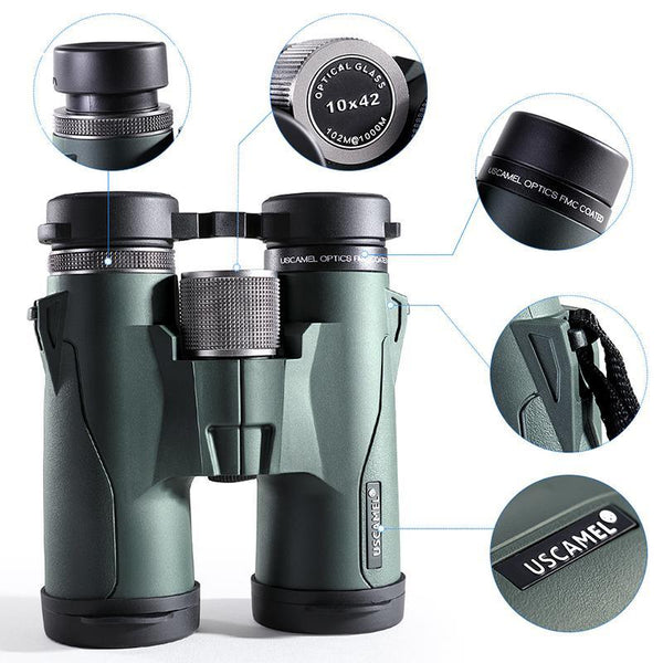 USCAMEL Binoculars 10x42 Military HD High Power Telescope Professional Hunting Outdoor,Army Green