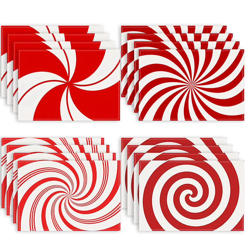 Christmas placemat red candy striped printed table mat holiday table decoration insulated mat coaster