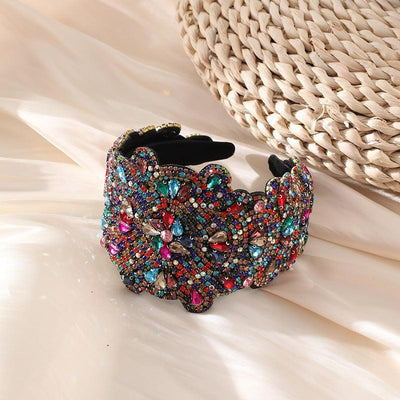 Full Sky Star Glass Diamond Wide Edge Vintage Hair Hoop