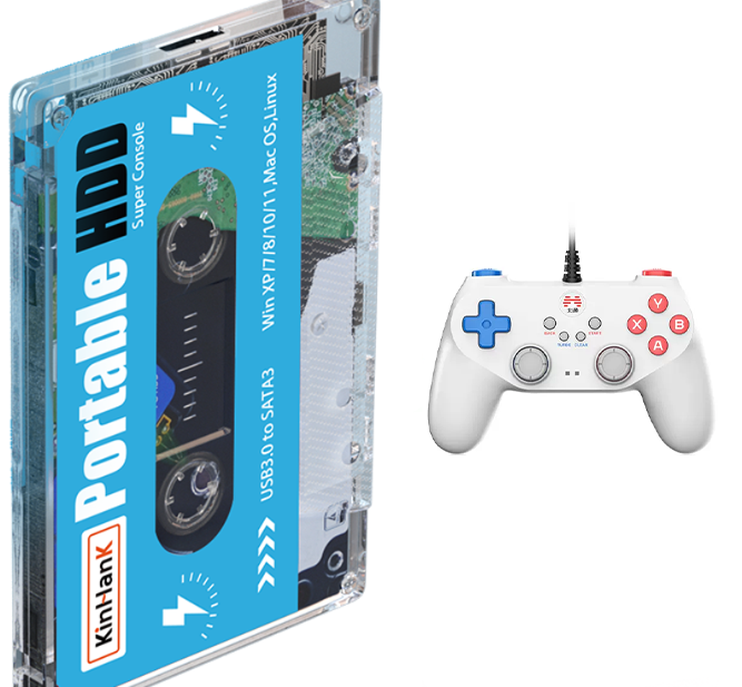 Kinhand 500G HDD Portable External Hard Drive Disk 55000 Retro Games For PSP/SEGA SATURN/Wii Gaming Card for Computer Laptop