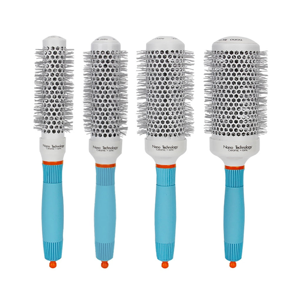 Professional Round Blue Hair Brush Ceramic Ion Hairbrush Comb Fashion Salon Hair Styling Tools