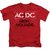 AC/DC High Voltage Stencil Juvenile Kids Youth T Shirt Red - Small / Red