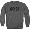 AC/DC Worn Logo Mens Crewneck Sweatshirt Charcoal - Small / Charcoal