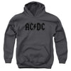 AC/DC Worn Logo Kids Youth Hoodie Charcoal - Small / Charcoal