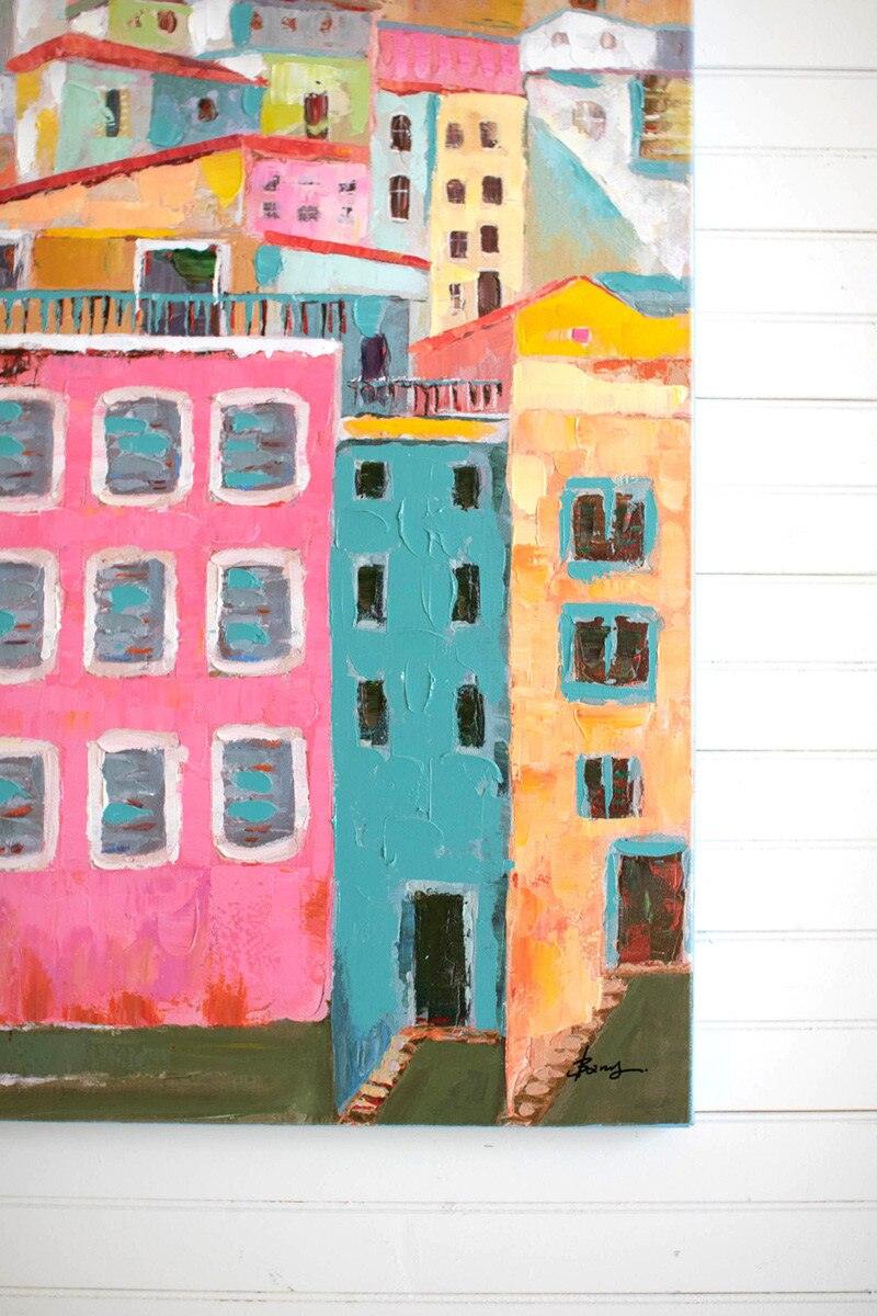 ACRYLIC COLORFUL HOUSES PAINTING