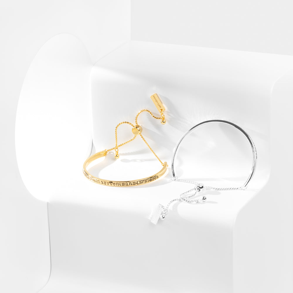 Armenian Alphabet Bracelet – 14K Gold Engraved Bangle