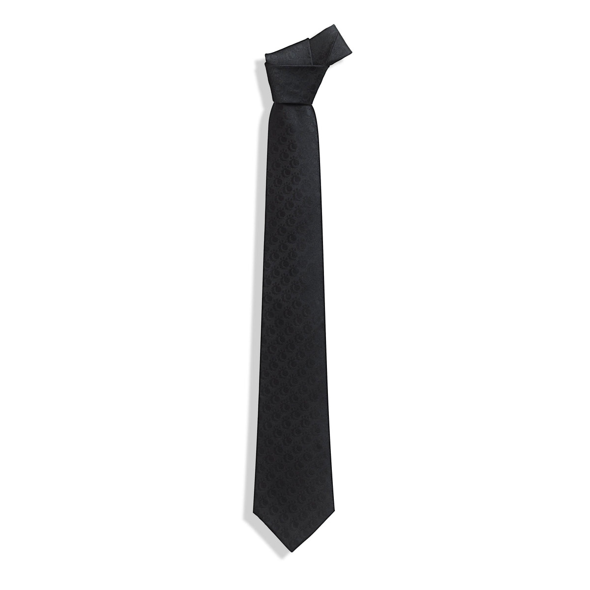 Crimson Elegance Silk Necktie – Black on Black