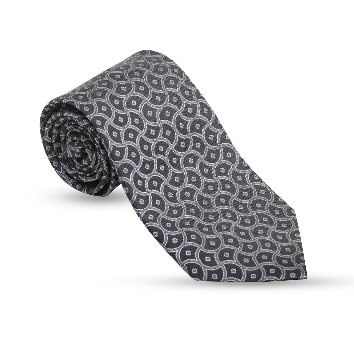 Manuscript Heritage Silk Necktie – Black & Grey